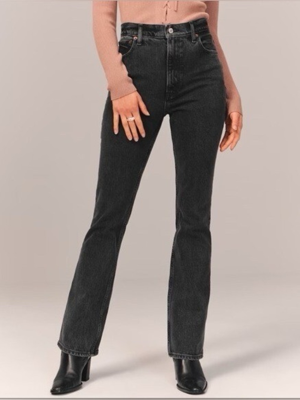 Abercrombie Curve Love 70s Vintage Flare Jeans 33/16R Black NWT